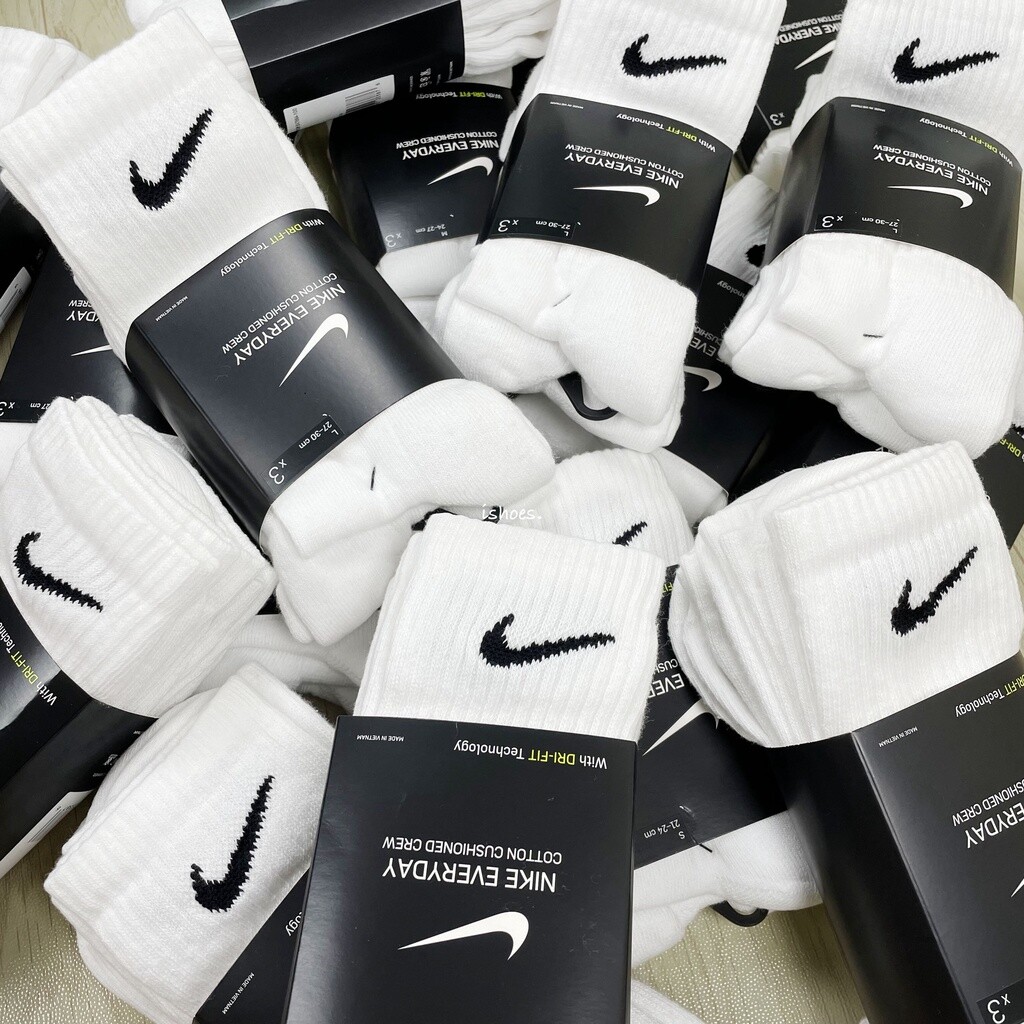 Nike Everyday Lightweight Training Crew Socks White 3 Pairs (7676