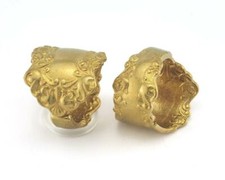 Spoon Ring Flower Patterned Raw Brass 7US Adjustable 3901