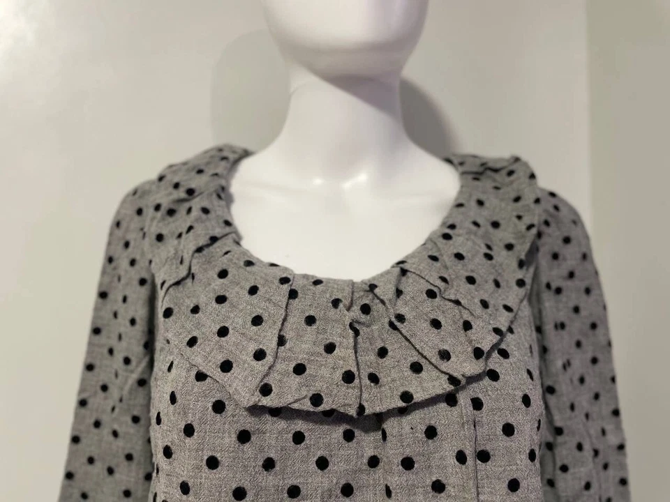 SONIA RYKIEL LUNARES MANGA LARGA CUELLO PLISADO LANA TOP GRIS TALLA 38 Foto 2 de 4