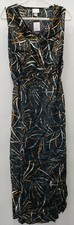 Ava & Viv Womens Maxi Sundress Elastic Waist Black Print size X NWT