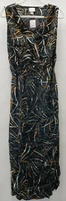 Ava & Viv Womens Maxi Sundress Elastic Waist Black Print size 4X NWT