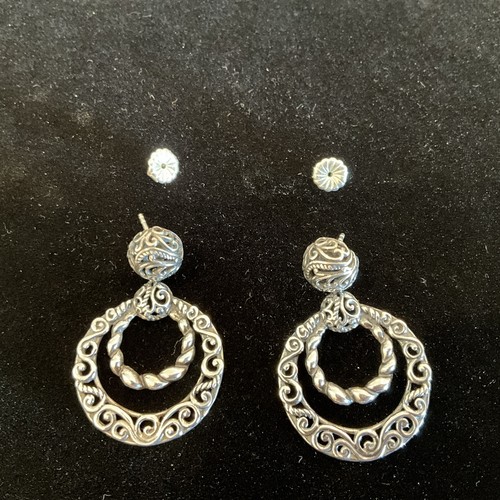 Carolyn Pollack Relios Sterling 925 Filigree Dangle Drop Earrings