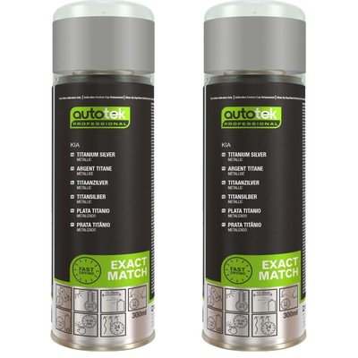 Autotek Kia Titanium Silver schnelltrocknender Aerosol-Sprühlack 300 ml x2