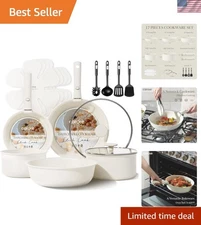 17pcs Pots and Pans Set, Nonstick Cookware Set Detachable Handle, Induction K...