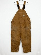 Carhartt R41 BRN Quilt Lined Duck Bib Overalls Men s Workwear Brown Size 50x32