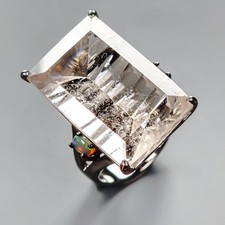 Handmade ring 33 ct Natural Quartz Ring 925 Sterling Silver Size 7.5 /R433922
