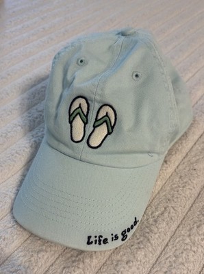 Life is Good Flip Flops Chill Baseball Cap Hat Light Blue Beach