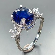 Gemstone ring Blue Sapphire Ring 925 Sterling Silver Size 7.25 /R459193
