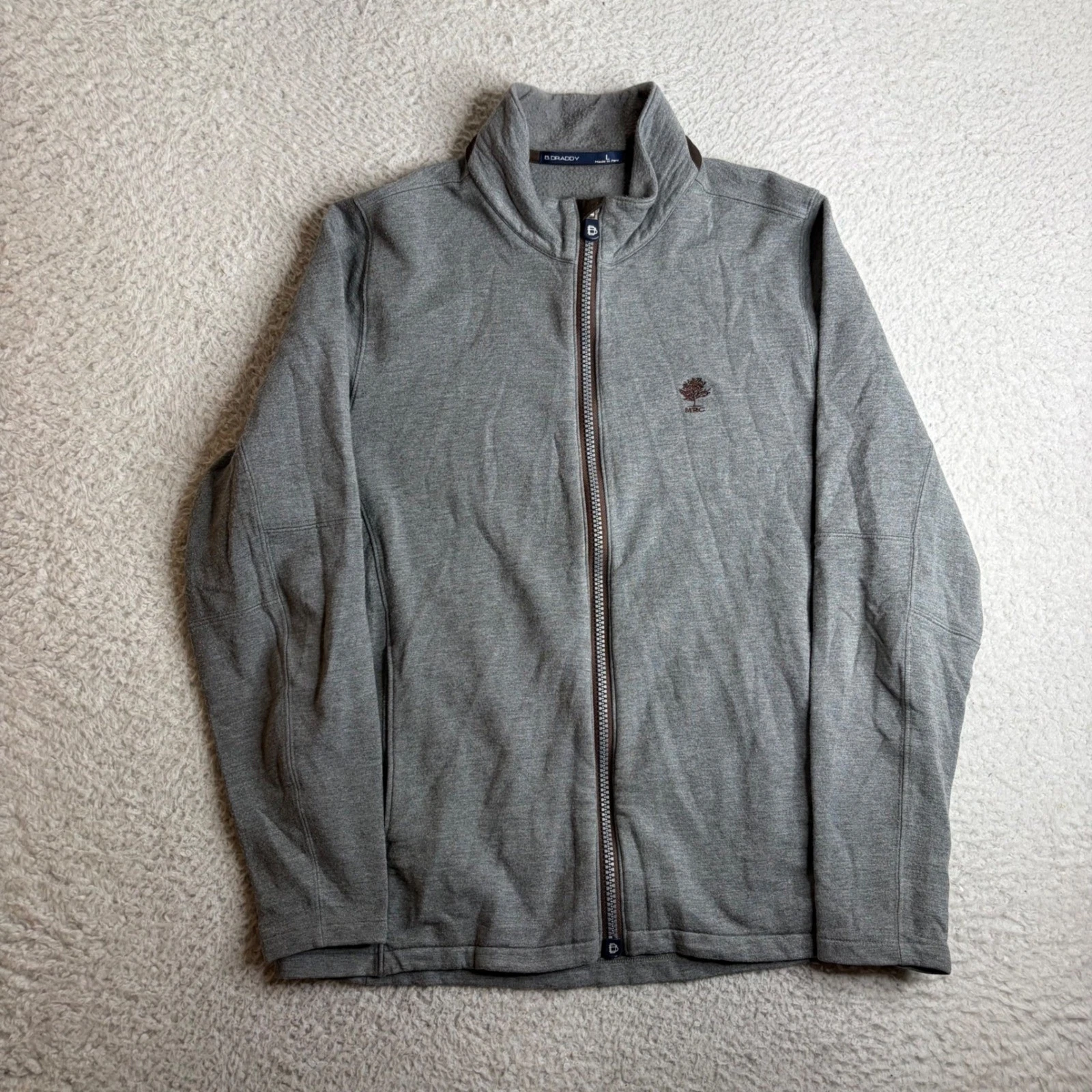 B. Draddy Mill River Club Mens Large Gray Modal Cotton Fleece Full Zip Jacket image 1