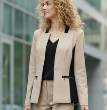 XOXO Beige and Black Blazer Jacket Women's Size M Fitted Classic Classy