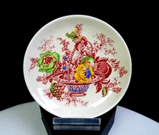 Myott Staffordshire Porcelain Bountiful Multicolor Vintage 4 1/4" Coaster 1960s