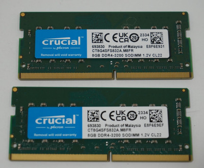 Crucial 16GB (2x8GB) DDR4-3200 PC4-25600 So-Dimm 260-Pin CT8G4S832A.M8FR