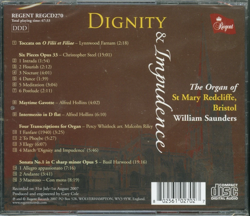 WILLIAM SAUNDERS - Dignity & Impudence CD (2008) [STILL SEALED] Bristol - Image 2 of 2