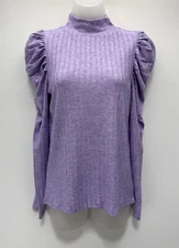 Zenana Raised Rib Puff Sleeve Top Size Small New