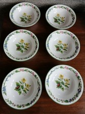 6 x Royal Worcester - Herbs - Soup / Cereal Bowls 6 5/8” VGC Black Mustard