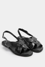 Image of Yours Curve Women's Faux Leather Cross Over Strap Sandals In Wide E Fit