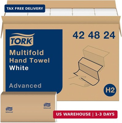 Tork Multifold Hand Towel White, 3-Panel, 250 Towels per Pack, 16 Packs, Fits H2