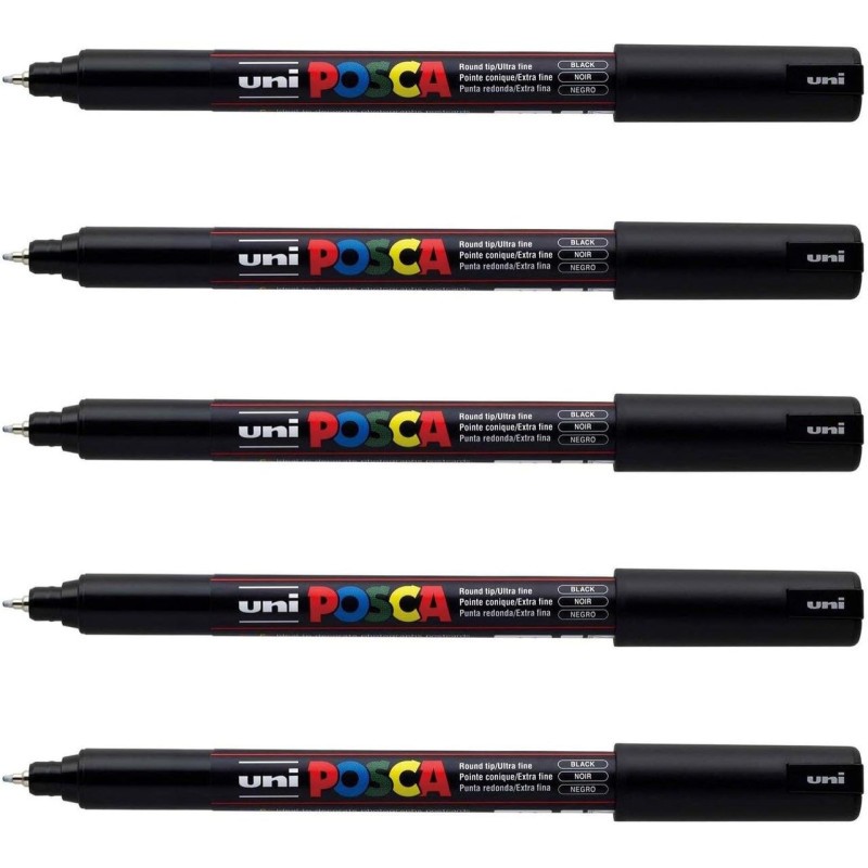Marqueur de précision Posca PC-1MR noir, la pointe calibrée en métal pour illustrateurs