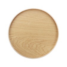 10.6 Inch Wooden Serving Tray Round Decorative Platter, Light Brown