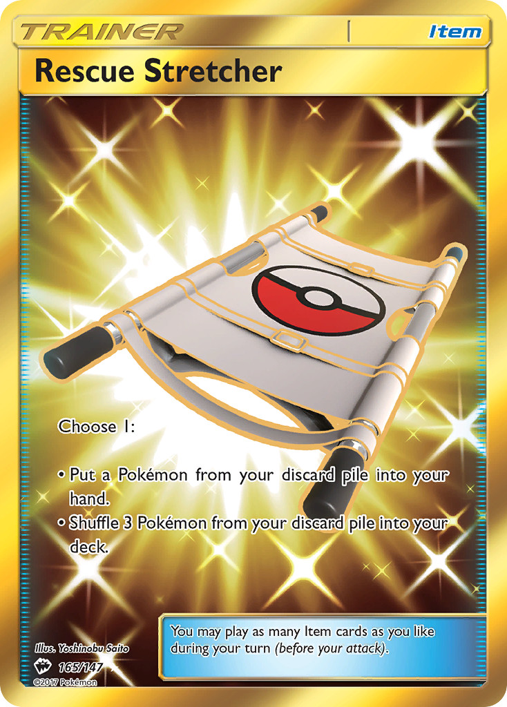 RESCUE STRETCHER 165/147 SECRET RARE BURNING SHADOWS POKEMON NEAR MINT