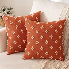MIULEE Set of 2 Decorative Throw Pillow 18 x 18 (Pack 2), Burnt Orange 