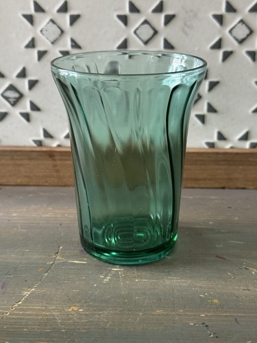 Set Of 6 Vintage Depression Jeannette Glass Swirl Ultramarine 4” Flat Tumblers - Picture 7 of 10