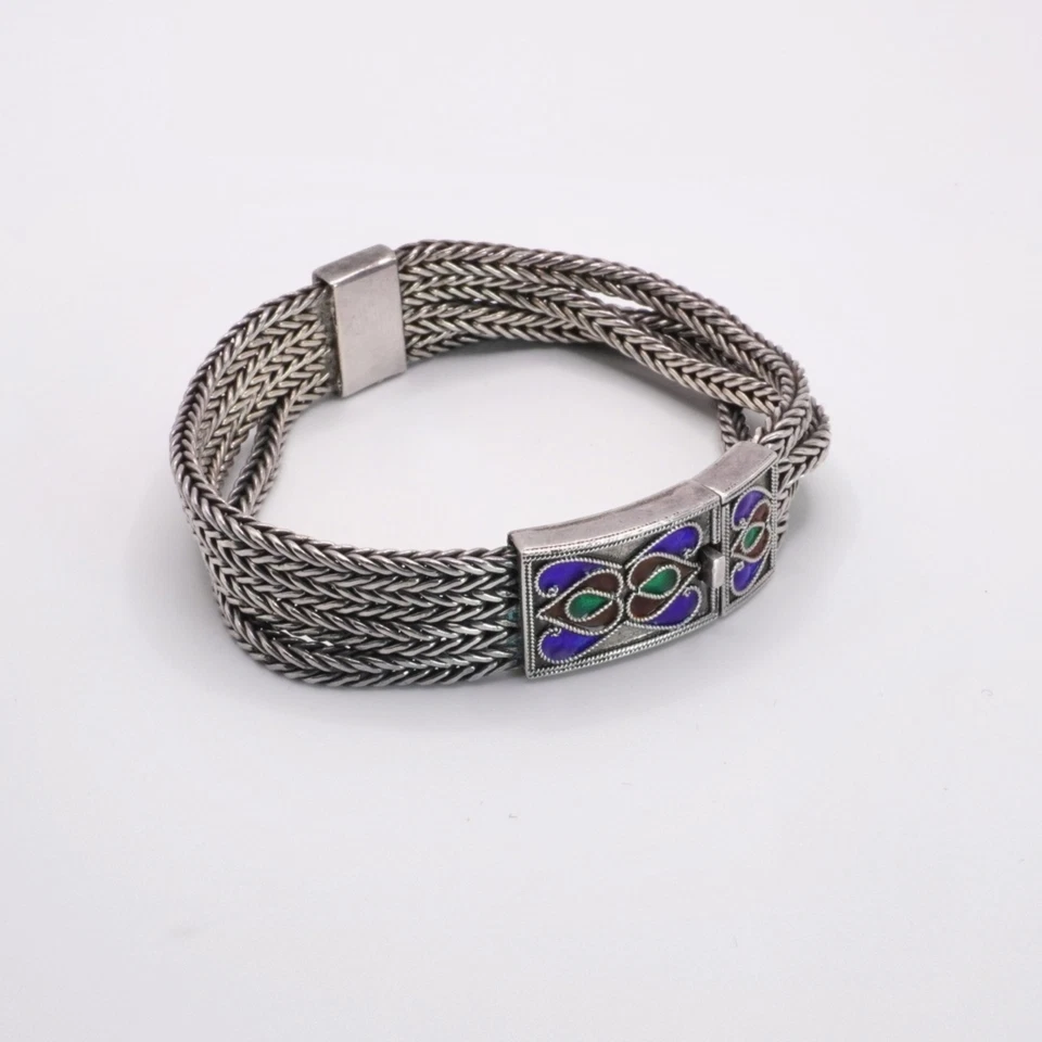 bracciale antico argento 925 smalti - Immagine 2 di 4