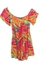 Forever 21 Dress Romper Women Bright Floral Off Shoulder Size S Summer