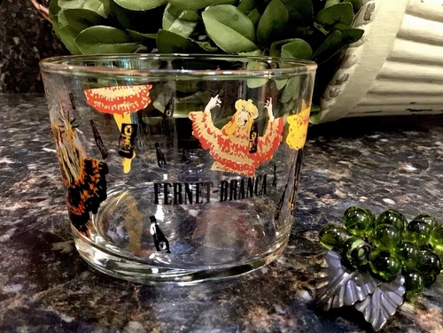 FERNET-BRANCA Dancing Ladies Italian Cocktail Glass ~ PRISTINE!