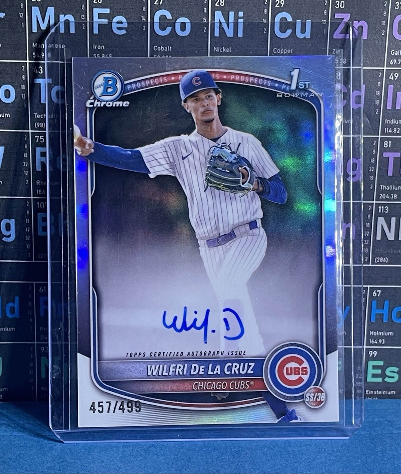 2025 Bowman Chrome Wilfri De La Cruz Refractor Auto /499 #CPA-WD Cubs