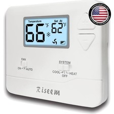 User-Friendly Non-Programmable Thermostat for 1 Heat/1 Cool Systems - White LCD