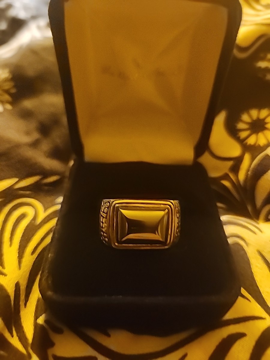 Black Onyx Gemstone Ring The Danbury Mint 925 14K gold