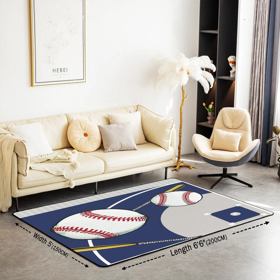 Alfombra de béisbol 3x5 juegos deportes alfombra decorativa para niños niñas adolescentes ba... Foto 2 de 4