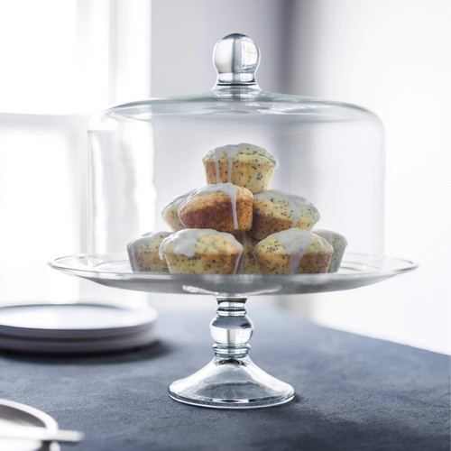 Libbey Selene Glass Cake Stand with Dome - Set of 2 Clear Set of 2