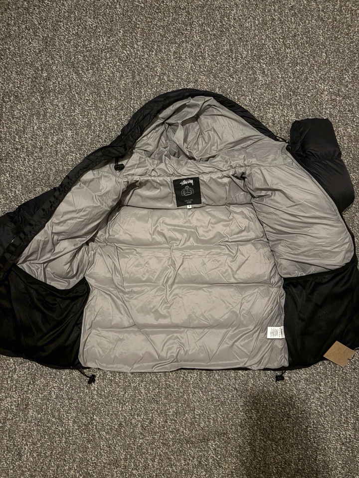 stussy puffer chaqueta negro gris sudadera con capucha Foto 4 de 4