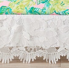 New Pottery Barn Kids Crib Skirt Lilly Pulitzer Eyelet Trim White 16" Drop