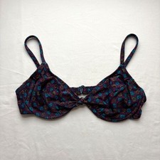Vintage 90s Bikini Top Swim Floral Bow Underwire No Padding Made in USA Medium