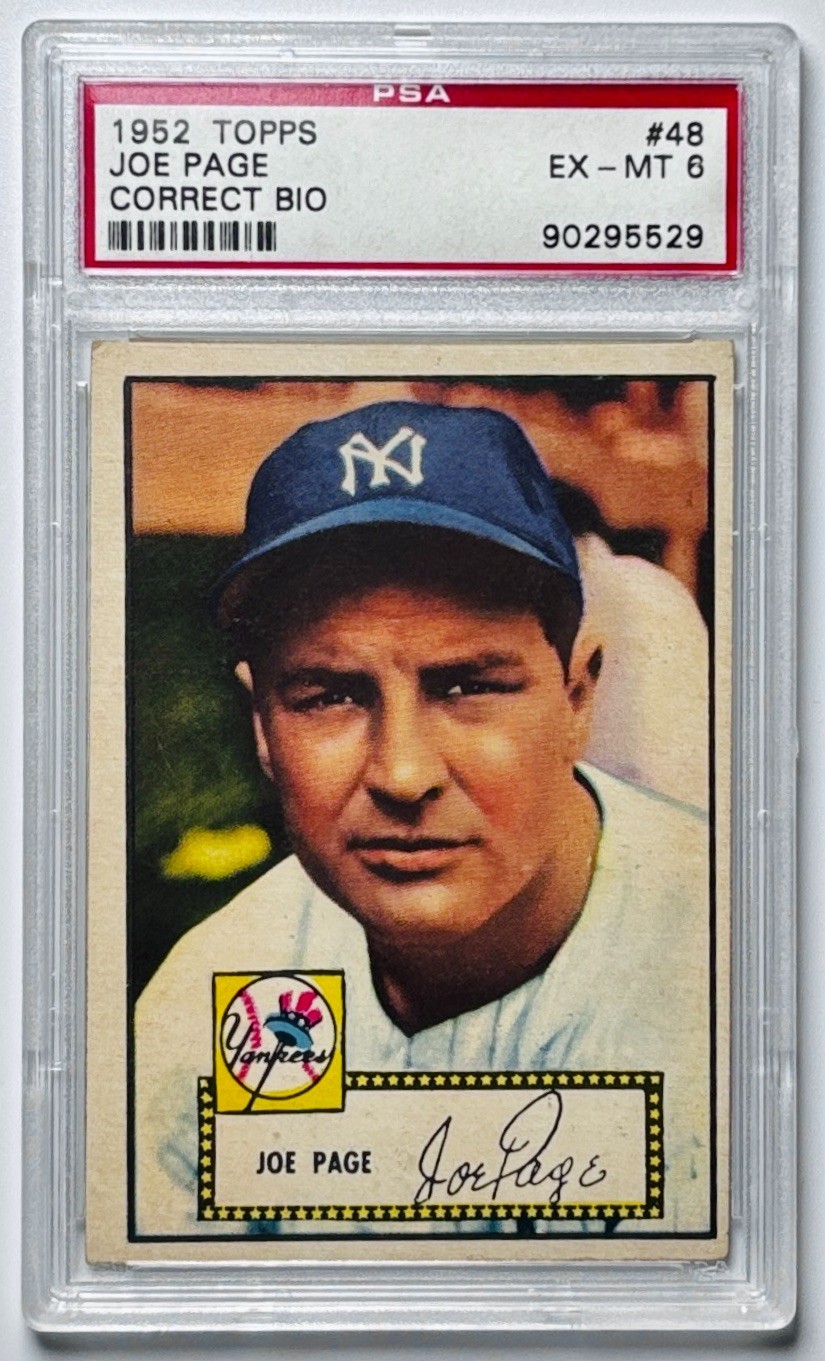 1952 Topps #48 JOE PAGE CORRECT BIO PSA 6 EX-MT