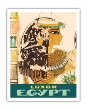 Luxor Egypt - Egyptian Queen Cleopatra - Vintage Travel Poster 1963