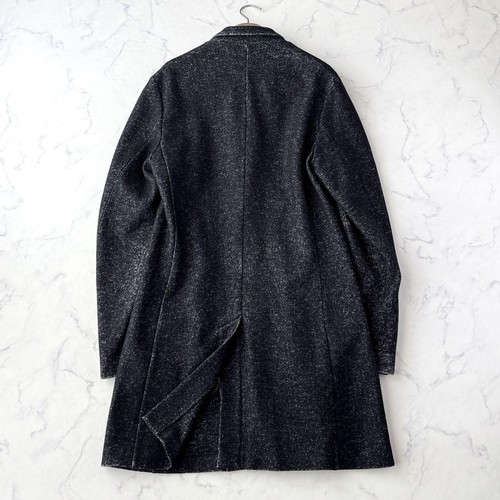 Paul Stuart Melange Wool Chester Coat Black Made In Japan Classic Size 50 - Picture 9 of 24