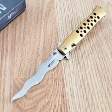 MTech Spring Assisted Folding Knife 4" 3Cr13MoV Steel Wavy Blade Aluminum Handle