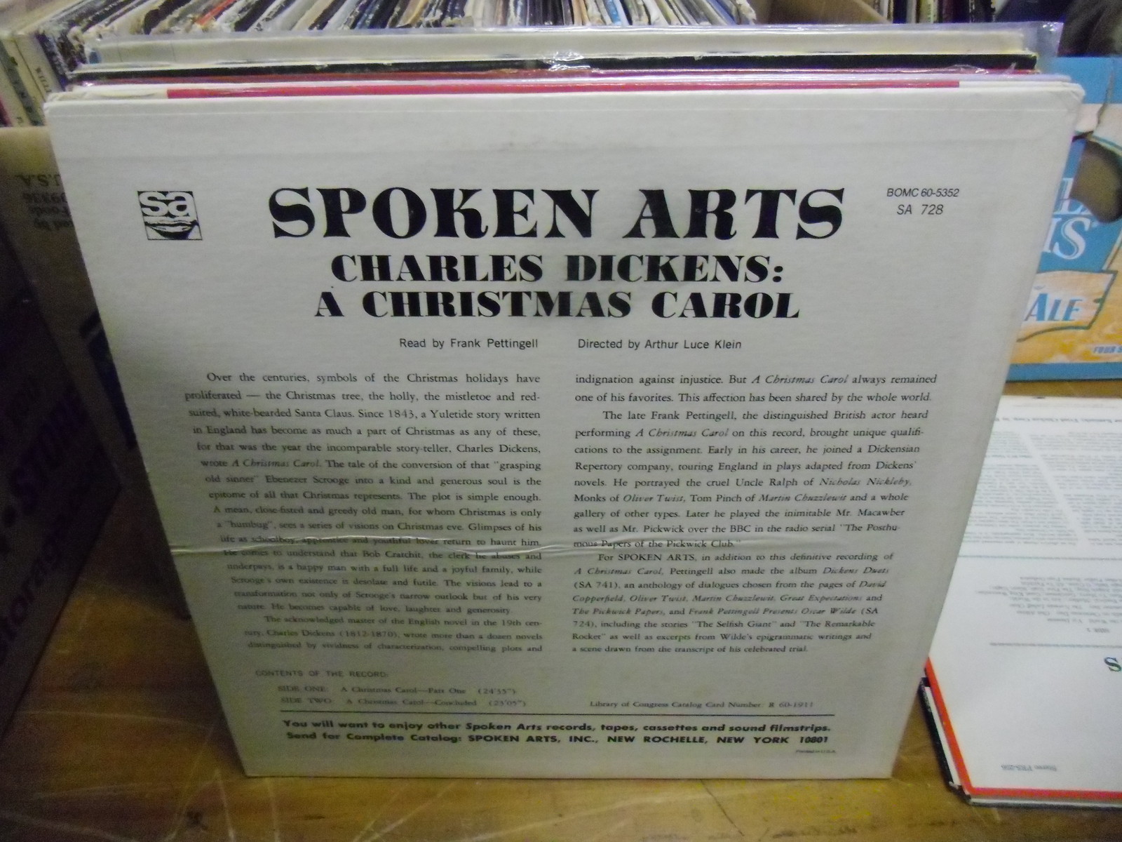 Frank Pettingell Charles Dickens' A Christmas Carol LP VG+ Spoken Arts