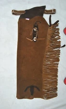 Brown Suede Leather Western Horse Saddle Fancy Chinks Chaps
