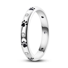 MULA New European Silver Plated Enamel Claw Print Ring AAA CZ For Women Jewelry