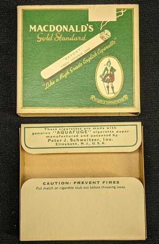 Paquete de caja de cartón de cigarrillos vintage MACDONALD'S GOLD STANDARD vacío - Imagen 4 de 6