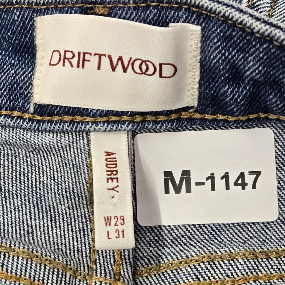 Pantalones de mezclilla Driftwood para mujer 29X31 azul denim con estampado animal de leopardo Audrey ajustados Foto 2 de 4