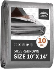 Tarps Heavy Duty Waterproof 10x14 Feet, 10Mil Multipurpose Poly Tarp Cover with