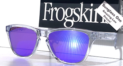 NEW Oakley Frogskins S Shiny Clear PRIZM Violet Lens Sunglass 9508