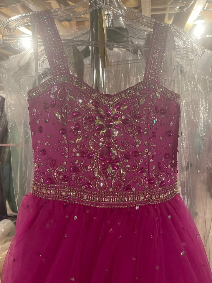 Tiffany 13443 Magenta Stunning Girls Pageant Ball Gown Dress sz 8 - Image 2 of 4