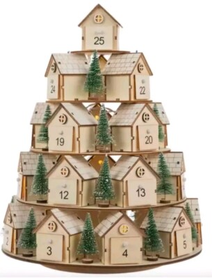 HOBBY LOBBY 5 TIER WOOD CHRISTMAS TREE ADVENT CALENDAR 2023 (LED Lights) TikTok
